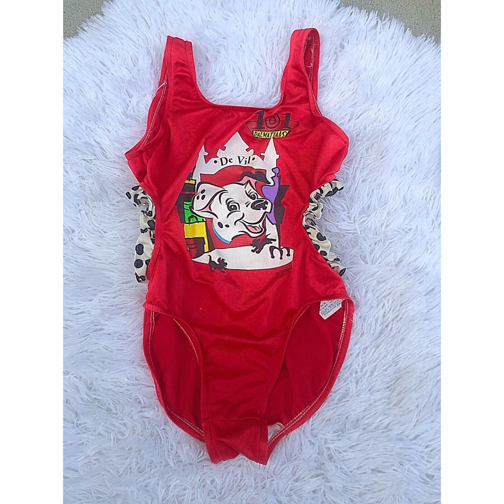 VTG DISNEY 101 Dalmatians Red Swimsuit Girls 10